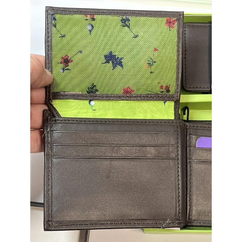 Robert Graham Clubhouse Leather Wallet & Gold Tee Holder (Missing Tees)  New